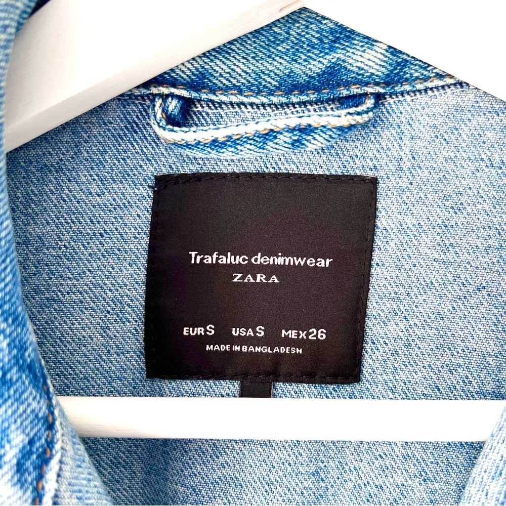 ZARA Trafaluc Denim Jacket – Embroidered Floral, Distressed, Rare! - Picture 6 of 8